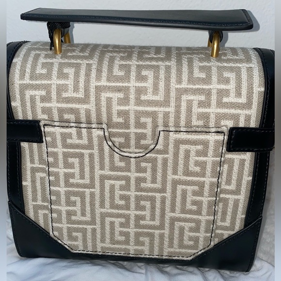 Balmain BBuzz 23 Monogram Linen Crossbody Bag Naturel NEW - Picture 6 of 12